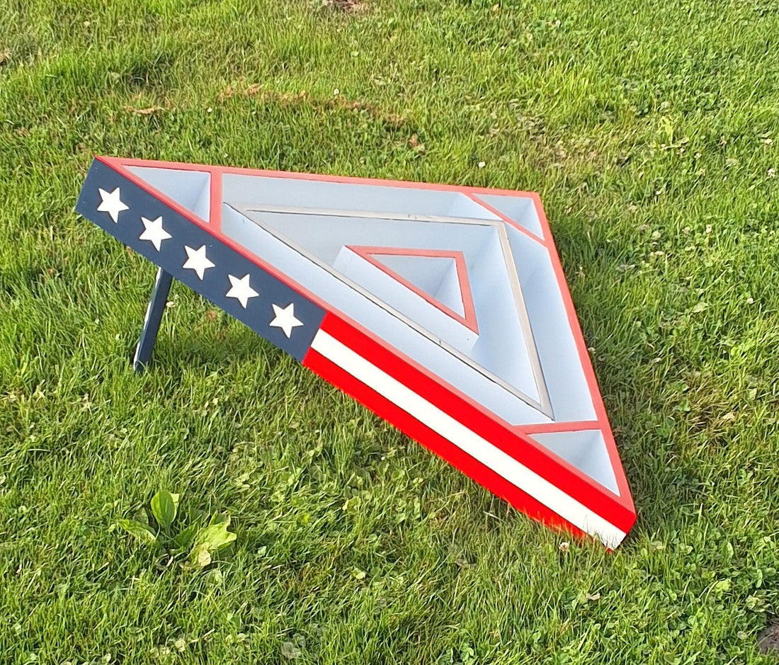 Bermuda Ball Set - Stars & Stripes shown as a portable tailgate yard game
